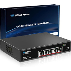 5-Port 10Gb Ethernet Switch, 5 x 10Gbe RJ45 Ports, 100Gbps Switching Capacity, GiGaPlus Unmanaged Switch Easy for 10G NAS, PCs, WiFi7 Routers, 10G Adapter/Power Cards. Desktop or 19