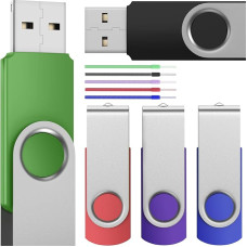 FEBNISCTE USB atmintinė 32 GB su 5 pakuotėmis, atminties lazdelės USB 3.0 - nešiojamoji įvairiaspalvė atmintinė 32 GB pasukama metalinė lazdelė - daugkartinis rašiklių kaupiklis, pasukamas nykščio diskas Duomenų saugykla