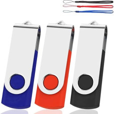 3 pakuotės 32 GB USB 2.0 nykščio atminties diskai Swivel Design Pen Memory Stick Fold Storage (mišri spalva su dirželiu)