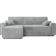 BAÏTA Mira 4 vietų išskleidžiama kampinė sofa-lova su apverčiamu kampu ir dėže, šviesiai pilkas velvetinis audinys