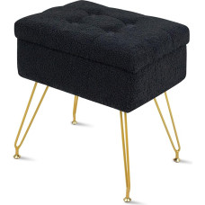 xupersodys Kosmetikstuhl mit Stauraum, 39,9 x 30 x 45 cm (D x B x V), Teddy-Samt-Hocker mit Couchtisch und Metallbeinen, multifunkcionalus makiažo stalviršis, skirtas patalpoms, namams ir butams