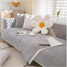 asskanaer Chenille Sofa Cover 1/2/3/4 Sėdimoji L formos grįžtamasis dygsniuotas kampas Slipcovers Baldų apsauga Couch Cover gyvenamasis kambarys (Premium Grey, 90x180cm)
