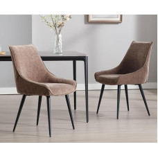 DAYALANE Valgomojo kėdės, 2 komplektai, virtuvės kėdės, minkštos kėdės su porankiais, atlošu, metalinėmis kojomis iš šenilo, modernūs valgomojo, svetainės, virtuvės, miegamojo, poilsio kambario foteliai