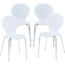 [en.casa] Dining Room Chairs Set of 4 Etne Chairs for Dining Room Kitchen Chairs Stackable Chair Wood Metal Legs 85 x 48 x 50 cm Armchair White/Chrome