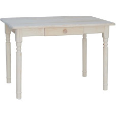 k koma Untreated Dining Table with Drawer Solid Pine Kitchen Table (70 x 120 cm)