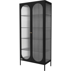 ML-Design Vitrina 80 x 175 x 40 cm, juoda, 5 lentynų, 2 durys, metalinė metalinė spinta, industrinio stiliaus, aukšta spinta, knygų spinta, dokumentų spinta, stovinti