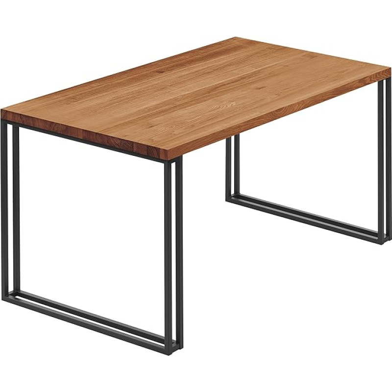 LAMO Manufaktur LEG-01-A-004-9005Fr Valgomojo stalas, virtuvės stalas, rašomasis stalas, kavos staliukas, pagamintas iš medžio masyvo, 120 x 80 x 76 cm (AxWxH), rėmas, tamsus / juodas