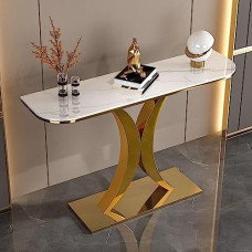 Console Sofa Table Wall Table Modern Console Table with Metal Base 12 Inch Wide Glamorous Accent Table for Living Room Half Moon Sofa Table Sturdy Metal Frame Console Table for Living Room