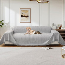 GKXLH Skalbiamasis sofos užvalkalas, minkšti šeniliniai sofos užvalkalai, 1 2 3 4 vietų neslystantys sofos užvalkalai, sofos užvalkalai sekcijai, sofos užvalkalas naminių gyvūnėlių baldų apsaugai (pilka, 180 x 260 cm)