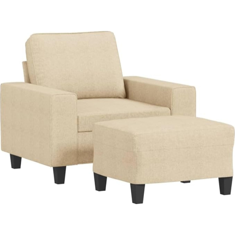HETFTJN Sofa Gyvenamasis kambarys Sofa lova Sofos ir sofos Lounge sofa - fotelis su taburete Kreminis 60 cm audinys viešbučio kambariui Poilsio kambarys Miegamasis Biuras