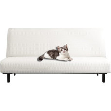 JHOMHF Haustiersicherer Sofabezug fürs Bett waschbarer Sofaschutz ohne Armlehnen fürs Wohnzimmer dehnbarer Möbelbezug(White)