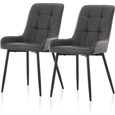 TUKAILAI Valgomojo kėdės, 2 dirbtinės odos komplektas, virtuvės kėdės, minkšta sėdynė, minkšta kėdė su atlošu ir metalinėmis kojomis, svetainės kėdė, laisvalaikio kėdė virtuvei, valgomajam, svetainei,