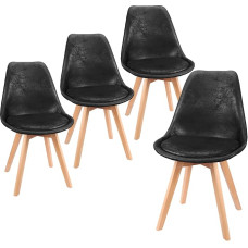 FRUOGO 4 valgomojo kambario kėdžių rinkinys su 28 mm storio buko masyvo koja, audinys yra dirbtinio zomšos svetainės kėdė, minkšta skandinaviška virtuvės kėdė, minkšta kėdė