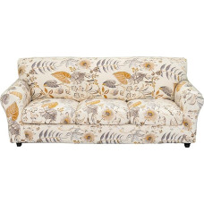 KRFOONN Stretch-Sofa-Couchbezüge für 3 Kissen, bedruckt, Sofa-Schonbezug mit 3 separaten Sitzkissenbezügen, waschbare Sofa-Schonbezüge, Möbelschutz für Haustiere (didelis, 32 spalvos)