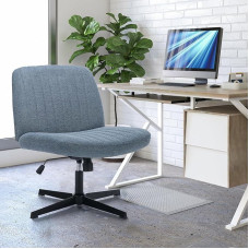 COLAMY plati biuro kėdė, minkšta biuro kėdė be porankių, besisukanti namų biuro kėdė, 115° svyravimo funkcija, ergonomiška kompiuterio kėdė namų biurui, makiažui, žaidimams (kryžminė bazė, mėlyna)