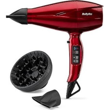 BaByliss Pro Digital Hair Dryer with Diffuser - 2200W Ultra Fast Professional Hair Dryer with Ion Technology, Made in Italy, 3 Heat Settings & 4 Airflow Settings with Turbo Button, Red, 6001DE