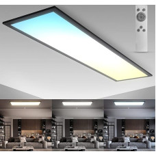B.K.Licht - LED Ceiling Light with Remote Control, Ultra Flat, Adjustable from Warm White to Cold White, LED Panel, LED Ceiling Light, Lamp, Living Room Lamp, Bedroom Lamp, 100 x 25 x 6.5 cm, Black