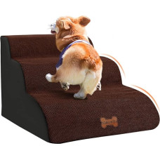 CALIYO Šunų laiptai 3 pakopos, laiptai mažiems šunims, 40 cm aukščio laiptai katėms, laiptai naminiams gyvūnėliams su skalbiama danga ir neslystančia apatine dalimi, rampa lovai, sofai ir automobiliui (60 x 40 x 40 cm)