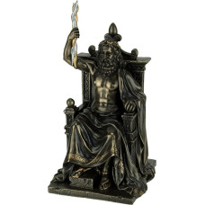 Veronese Design Olympic Statue Zeus Holding Thunderbolt on Throne Greek Roman God Antique Bronze Finish