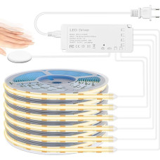 Lichaser COB LED juosta 1 m, 6 ritinėliai 12 V akustinių plokščių LED juosta Šiltai balta jutiklinė jutiklinio reguliatoriaus jungiklis COB LED akustinių plokščių apšvietimui Spintos virtuvės vitrinos lentynos