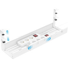 Otauoaea Cable Duct Desk, No Drilling, Retractable 40-74 cm, Cable Management Desk, Length Adjustable Cable Holder, Cable Tray Table Including Accessories, Cable Basket for Office, White