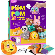 PomPons Animal Craft Set for Children 3-7 Years, Gift Girl Boy 4 5 6 Years, Toy from 4 Years Girls Boy, Creative Plush Crafts Children, Birthday Gift Girls Boys 4-10 Years