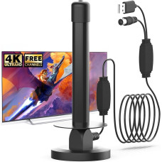 DVB-T2 Antenna with Magnetic Base - Indoor Antenna with Signal Booster, 360° Reception, Supports 4K & Full HD, Plug & Play, 5m Coaxial Cable