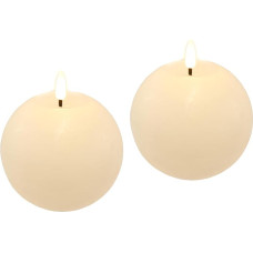 LED Ball Candles Set of 2 Real Wax Battery Operated Realistic Flame with Timer Function Round Decorative Candles for Advent Wreath or Individual Real Wax Candle Flickering Pillar Candle Advent Candles