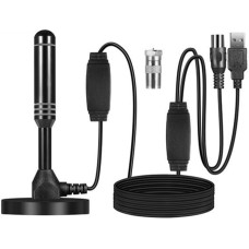 MEgegulo Aukštos raiškos vidinė lauko TV antena, 360° priėmimas su dideliu stiprumu, nemokama TV antena, TV antenos palaikymas 4K 1080P VHF/UHF, HDTV dvigubo stiprintuvo signalo stiprintuvas, su