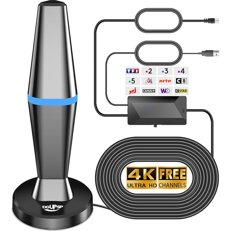 Vidinė TV antena, galinga TNT HD, 2025 m. naujausia vidinė TV antena, su didelio stiprumo signalo stiprintuvu, 360° diapazonas, priėmimas su stipriu magnetiniu pagrindu