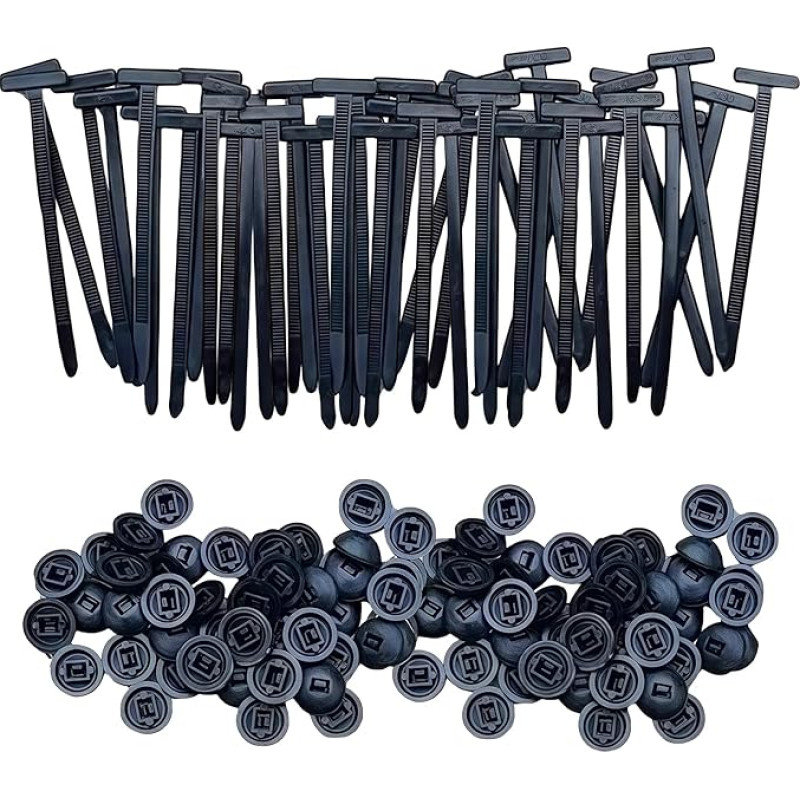 100 nailoninių universalių kabelių kaklaraiščių sagčių pakuotė, automobilių laidų rinkinių spaustukai, sunkiųjų pareigų savaime užsifiksuojantys 