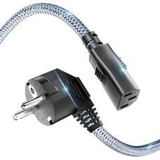 RIKSOIN Power Cable 3-Pin 5 m Nylon Braided Universal Power Cable (CEE 7/7 to IEC60320 C13) with VDE for Monitors, PC, Printers, PS3/PS4 Pro, Scanner, TV, Screen, Projector etc