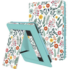 Fintie Case Compatible with 6.8 Inch Kindle Paperwhite (11th Generation - 2021) - Kickstand Protective Case with Card Slot Wrist Strap and Auto Sleep/Wake Function, Spring Flower