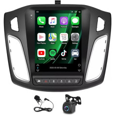 Slakerbe Android 13 Car Radio 2 DIN with Carplay Android Car Compatible with Ford Focus MK3 2012-2018, 2G + 32G 9.7 Inch Car Radio Stereo with Bluetooth Navigation WiFi FM RDS Reversing Camera Mic
