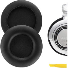 TECHNICS RP-DH1200 DJ, Sennheiser HD205, HD205II, HD215, HD225, SONY MDR-V700, Z700, V700DJ, ATH-T2, ATH-PRO700 ausinių atsarginės ausų pagalvėlės / ausų pagalvėlės / ausų kaušeliai / ausų dangteliai / ausų pagalvėlių remonto dalys (juoda oda)