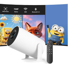 VNEIMQN Mini Portable Projector 4K Supports 720P HD, WiFi 6 Bluetooth Portable Outdoor Cinema Projector with Air Mouse Remote Control, Auto Focus, Ideal for Camping & Home Parties