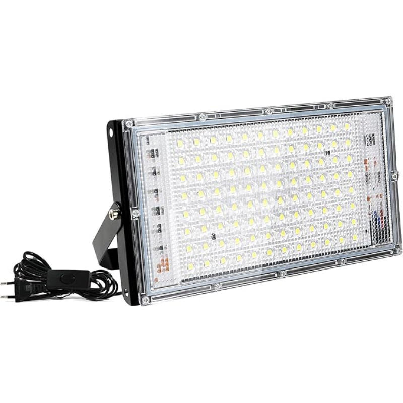 Fynokst Assen 100 W LED prožektorius, 1 x prožektorius 6500 K šaltai balta šviesa, 10000 LM LED prožektorius patalpose, IP66 atsparus vandeniui, tinka sodams, garažams ir sporto stadionams [E energinio naudingumo klasė]
