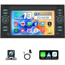 2+64G Android 13 Car Radio for Ford Transit 2006-2011 with Wireless Carplay Android Car, 7 Inch Touchscreen Radio with GPS WiFi Bluetooth Reversing Camera Mirror Link FM/RDS