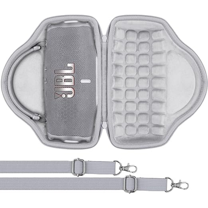 Aenllosi für JBL Charge 6 Bluetooth-Lautosprecher Hartschalen-Tragetasche mit Schulterriemen, Weiß, nur Tasche