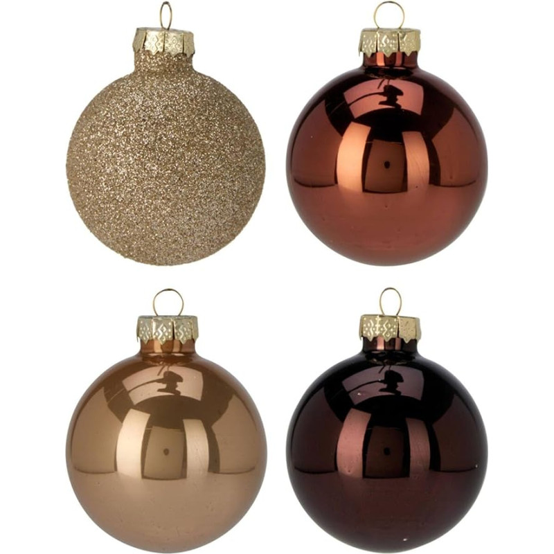 Well Home Set mit 16 Weihnachtskugeln, kaffeefarben, Ø 6 cm, glänzend und matt