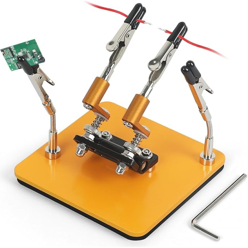 NOEVSBIG Magnetinė pagalbos rankų litavimo stotelė su 3,9 x 3,9 colio tvirtu pagrindu, 4 lanksčiomis rankomis, 360° pasukimo kampu, reguliuojama, universalus įrankis litavimui, elektronikos remontui ir 