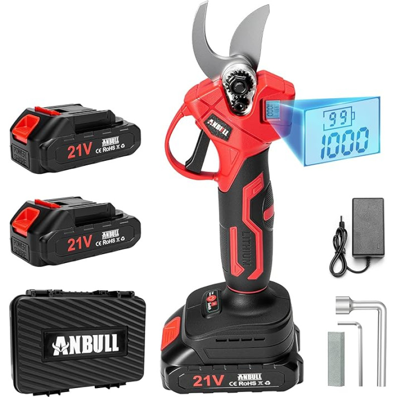 ANBULL elektrinės sekatoriai, 30 mm ilgio su 2 2000 mAh baterijomis, (32 mm ilgio sekatoriai)