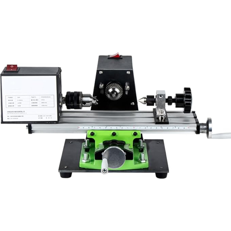 XDTKJDZ Mini metalo tekinimo staklės, mikro tekinimo įrankiai, prispaudimo ilgis 0-120 mm, maks. Apdorojimo skersmuo 25 mm, skirtas tikslioms detalėms apdirbti.