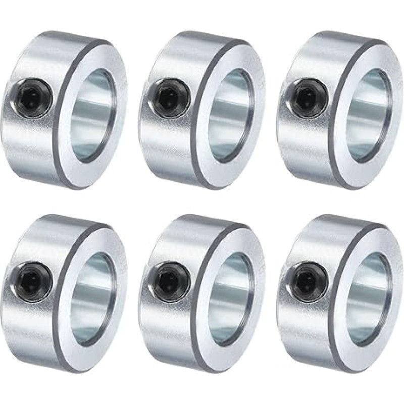 šaltinių žemėlapis 6-teiliges Set Schraubenmanschetten, 1,4 cm Bohrung, verzinkter Karbonstahl, Schaftmanschetten, 2,5 cm Außendurchmesser, 1,1 cm Breite, Schloss-Achsenmanschettenklemme (hohl, leicht)