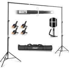 EMART Background Stand 3 x 3 m, Professional Background System Photography Heavy Duty Background Stand Set with Carry Bag, Photo Background Stand for Product Photography