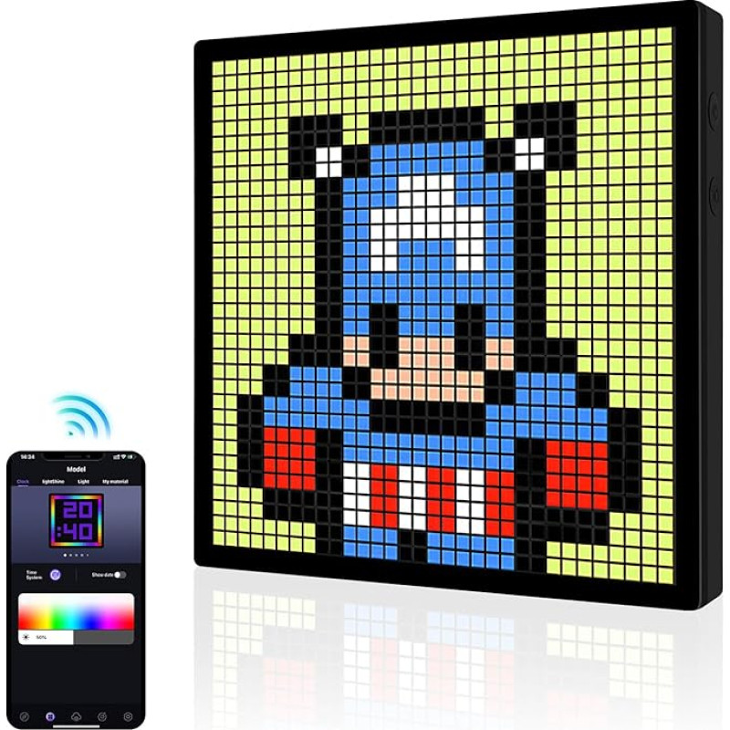 YedZen LED Pixel Art Digital Photo Frame, 32 x 32 RGB Programmable LED Display Panel, Smart Portable Bluetooth Connect & App Control LED Pixel Sign for Smart Alarm Clock, Speaker, Gaming Room