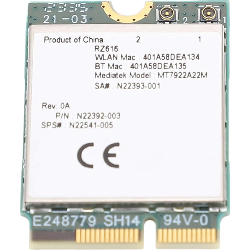 RZ616 MT7922A22M M.2 WiFi6e WL tinklo kortelės modulis, 5374Mbit/S 