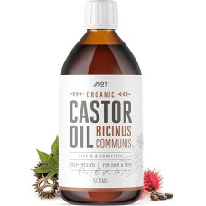 Organic Castor Oil 500 ml - 100% Unrefind & Cold Pressed - Hexane Free - for Skin & Hair - Sustainably Sourced - By Alpha01