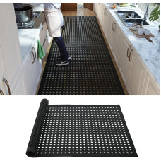 MYOYAY Guminis kilimėlis, parduodamas metrais, guminis kilimėlis, durų kilimėlis 90 x 150 cm, neslystantis drenažo kilimėlis, korėtas kilimėlis, lauko guminis kilimėlis virtuvei, vonios kambariui, kiemui, žaidimų aikštelėms ir sodams, juodas