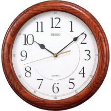 Seiko Dark Brown Solid Oak Wall Clock with Silent Second Hand
